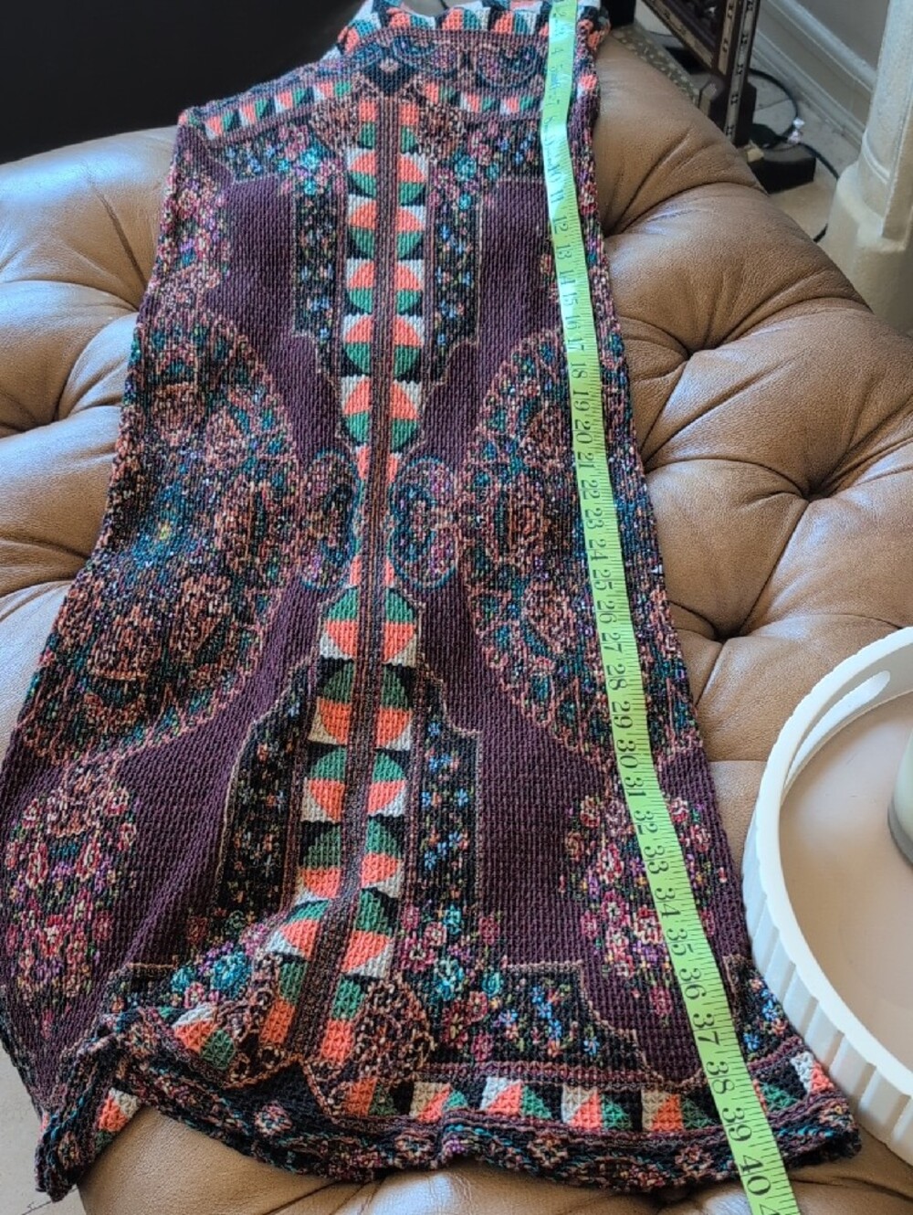FARM Rio, Anthropologie Burgundy Multicolor Geometric Maxi Skirt - Picture 8 of 8